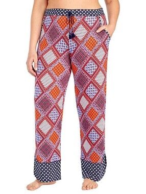 Layla Womens Printed Drawstring Tassle Plus-Size Lounge Pants Size 3X